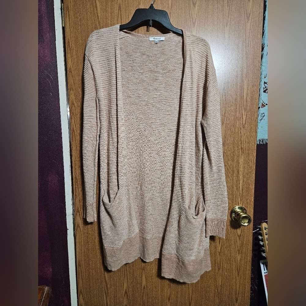 Madewell Ryder Dusty Pink Striped Cardigan Sweater!